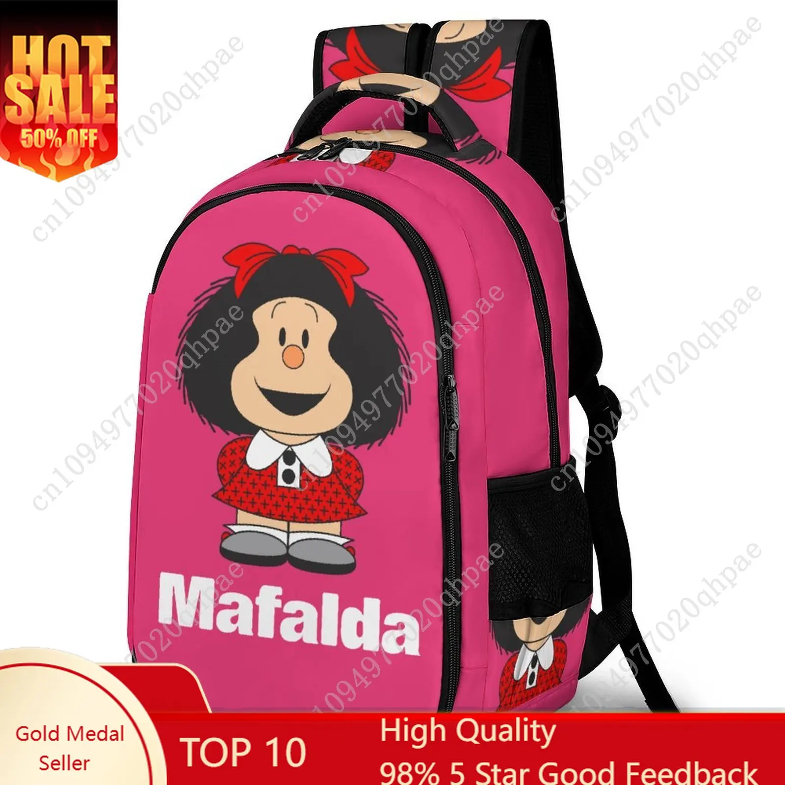 

Mafalda Kids School Backpack for Boys Girls High Quality Travel Business Daypack Capacity Pocket Customizable Personalized Gift