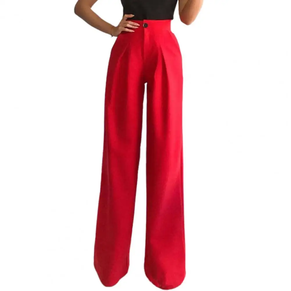 Trendy Business Trousers Formal Woman Pants Versatile Straight Wide Leg Lady Business Trousers  Solid Color