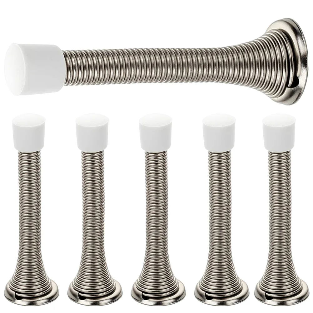 

6 шт. дверные стопоры 3-1/8 дюйма, никель, защита детей, защита от столкновений, металлическая пружина, защита для пола, настенная защита, дверные бамперы