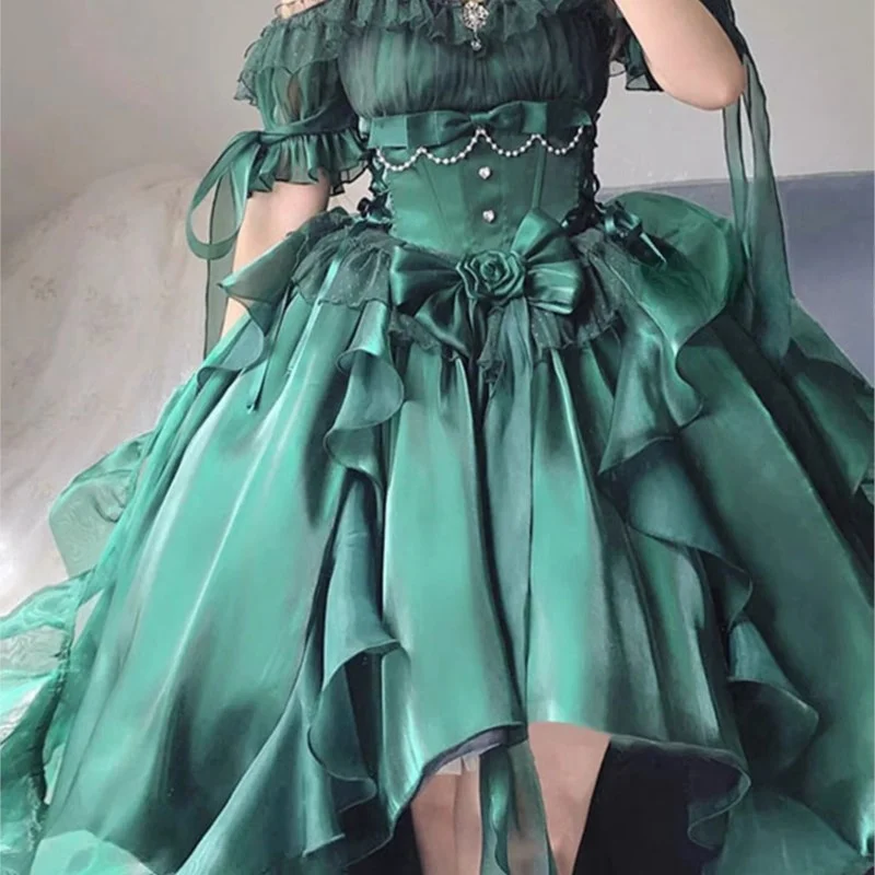 

Dark Green Wedding Dress Heavy Industry Tail Pettiskirt