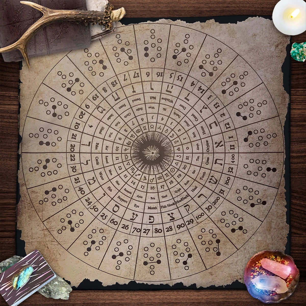 50/75/110/137cm Tarot mat The Sephirothic Tarot Tablecloth Tree Of Life Kabbalah Vector Icon Symbol Design Altar Cloth