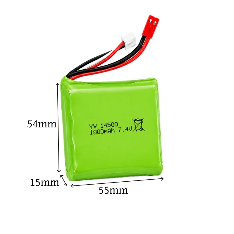 Akumulator Lipo 7.4V 1800mAh 14500 z wtyczką JST do DumboRC DDF350 X10P HOTRC CT88A RadioLINK RC6GS Nadajnik Części do Samochodów RC — zdjęcie produktu 2