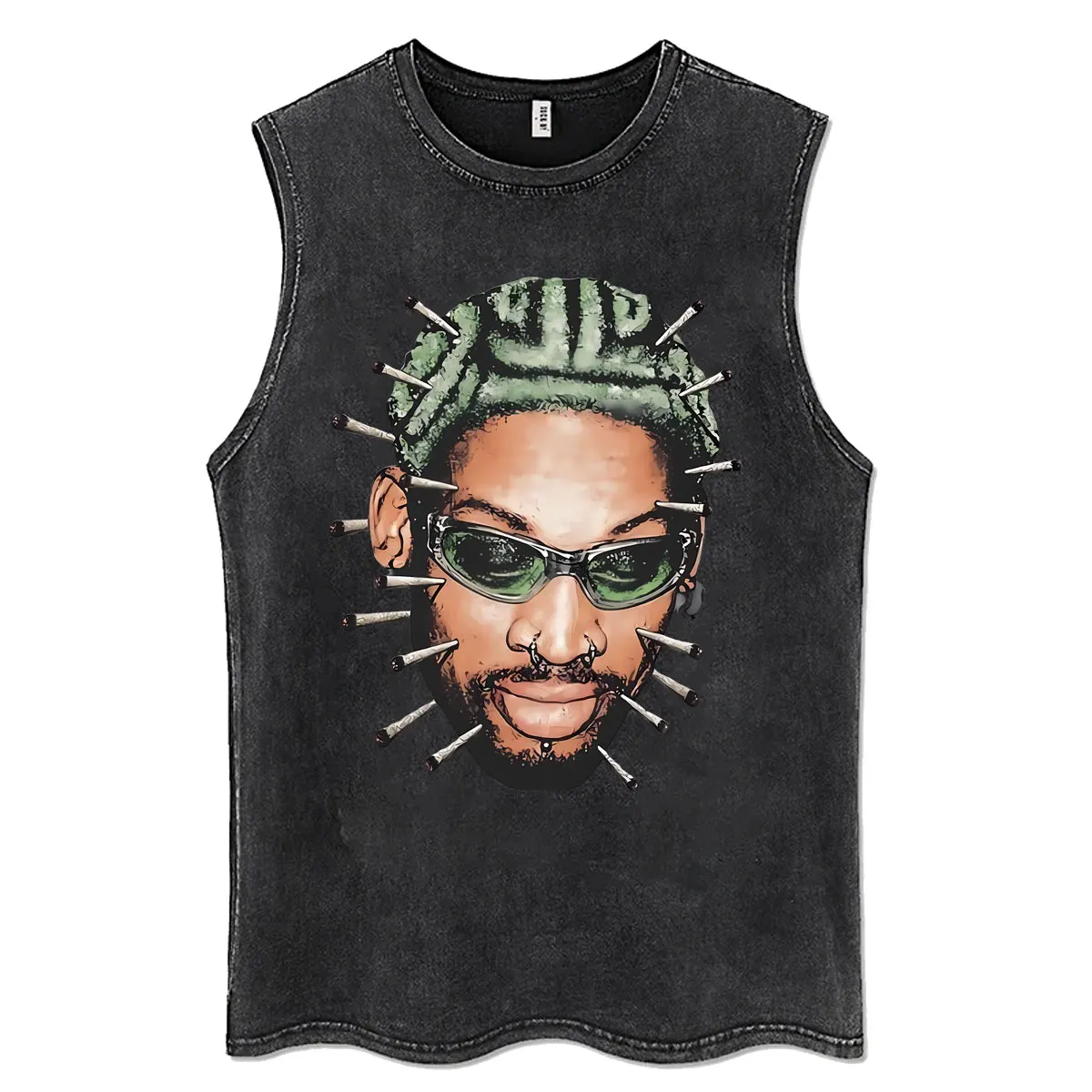 The Worm Dennis Rodman Vintage Washed Tank Tops Men Women Fashion Basketball Style Vest T-shirt Men's Retro Oversized T Shirt