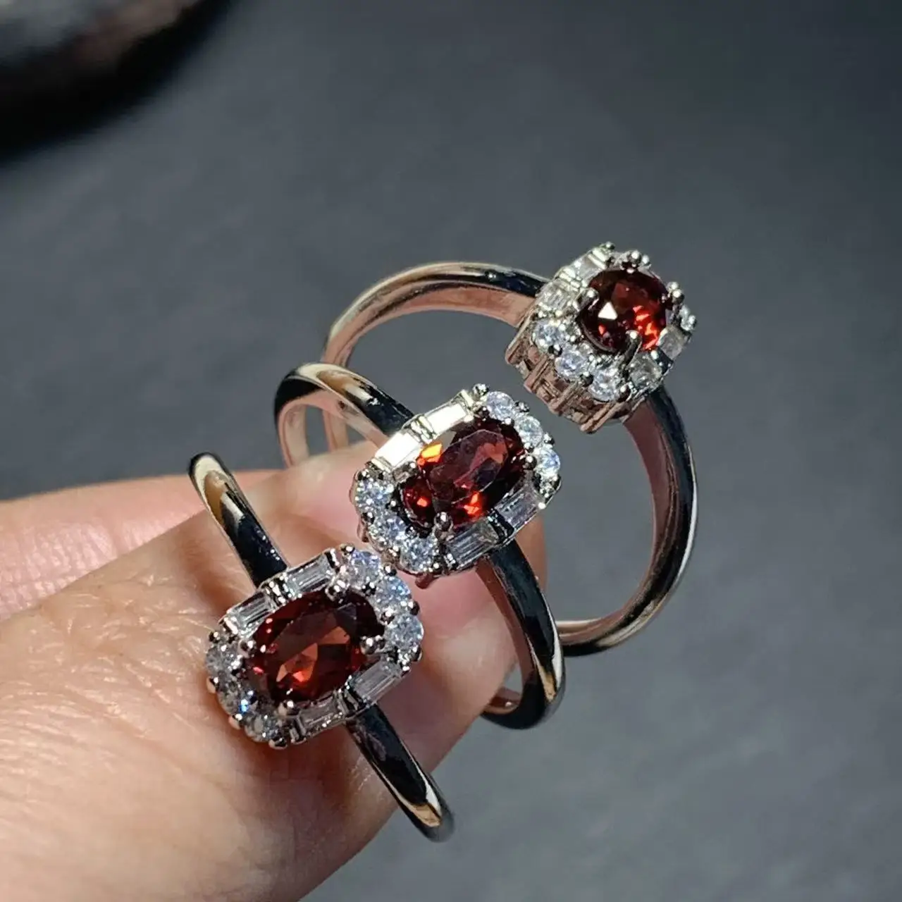 40 Natural Garnet Ring Oval Stone Female Handmade Rings Fine Jewelry for Women Gift Multicolor vintage style