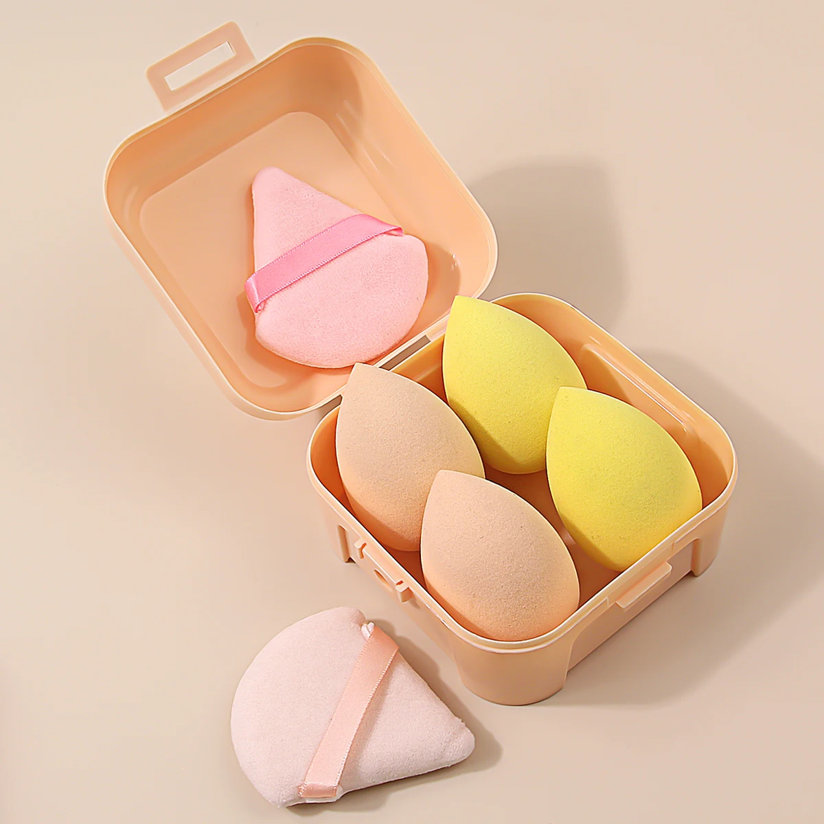 6PCS Portable boxed makeup sponge egg triangular powder puff, a soft dry and wet dual-purpose facial makeup tool