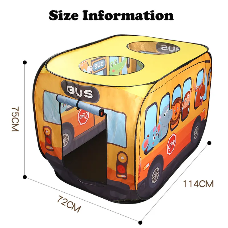 Portable Cartoon Bus Kids Toys Tent Outdoor Children's Tent Toys Play House Child Toy Baby Room Tent Automatic Pop-up Game Tents