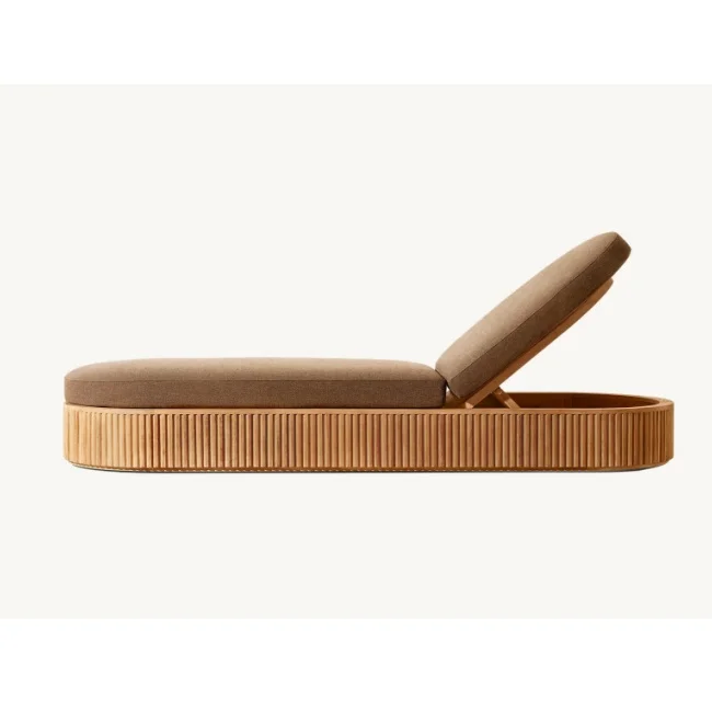 OEM Outdoor Swimming Pool Sun Bed Solid Teak Outdoor Outdoor Furniture Sunbed