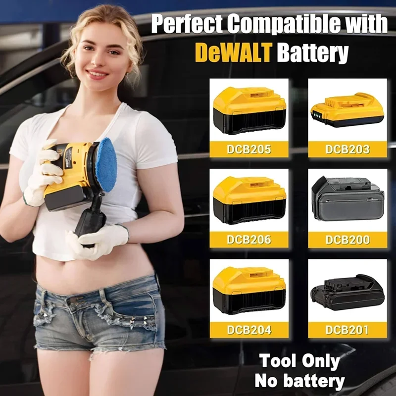 Dewalt Brushless Cordless Orbital Sander Grinder Wood Metal Waxing Polishing Grinding Machine for Dewalt 20V Battery