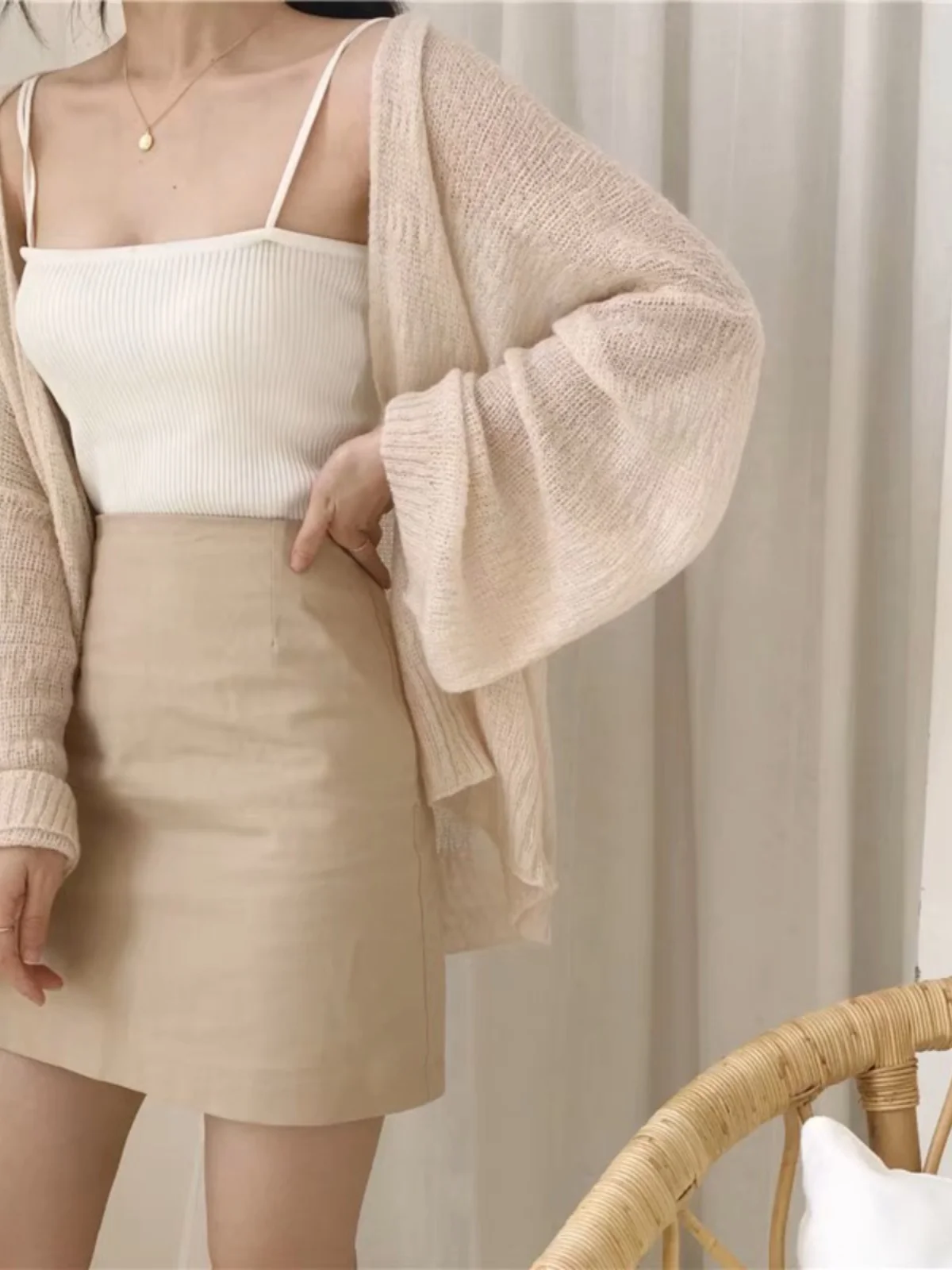 

Sun Protection Thin Knitted Cardigan Women's Air Conditioning irt Summer Outerwear Overalls Hollow out Knitted Top Coat