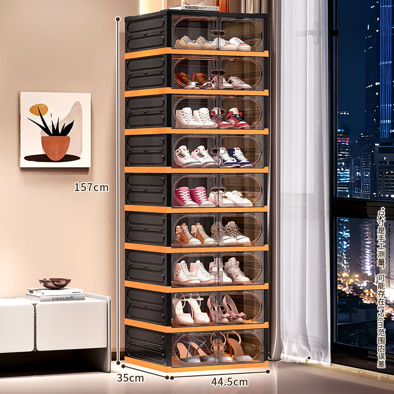 Foldable Clear Shoe Box Pull-Out Sneaker Organizer Rack No Assembly