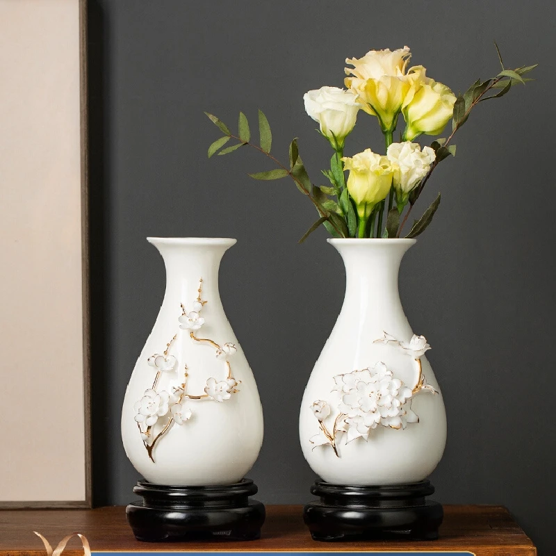 

0008 Gold Outline Ceramics Vase Decoration Living Room Dining Table Flower Arrangement Chinese Flowers Porcelain Birthday Gift