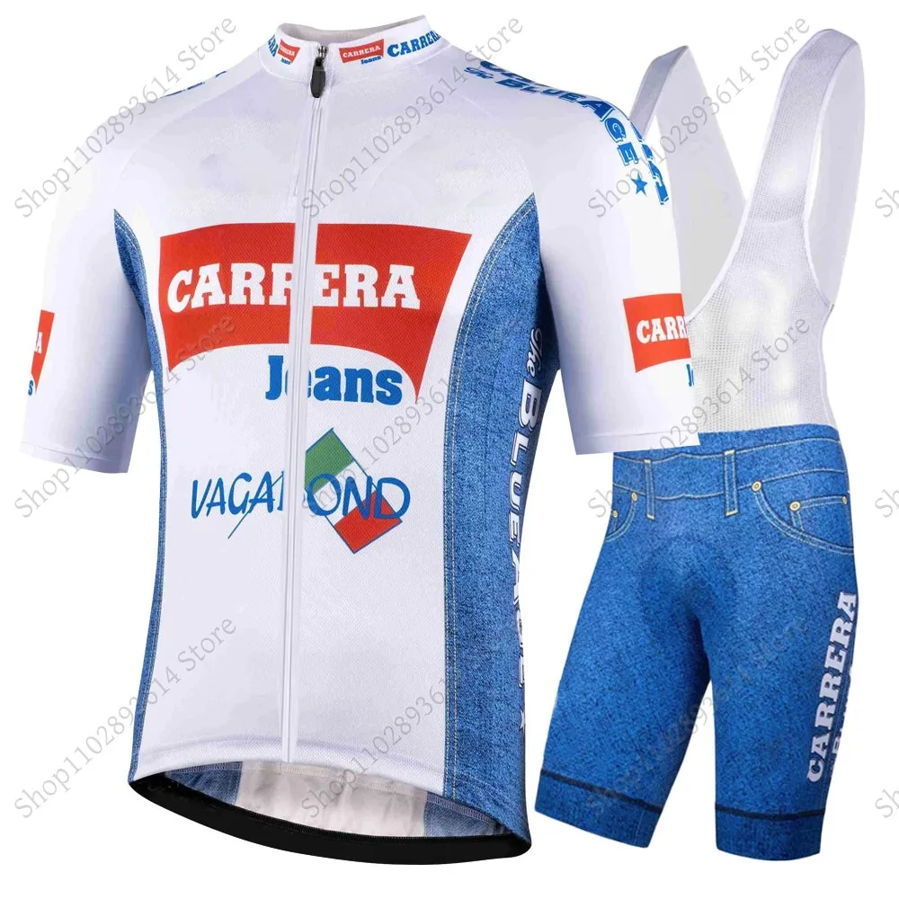 2025 Carrera-Jeans 1987 Cycling Jersey Set Italy Retro Bicycle Clothing Kit Road Bike Shirts Suit Bib Shorts MTB Ropa Maillot