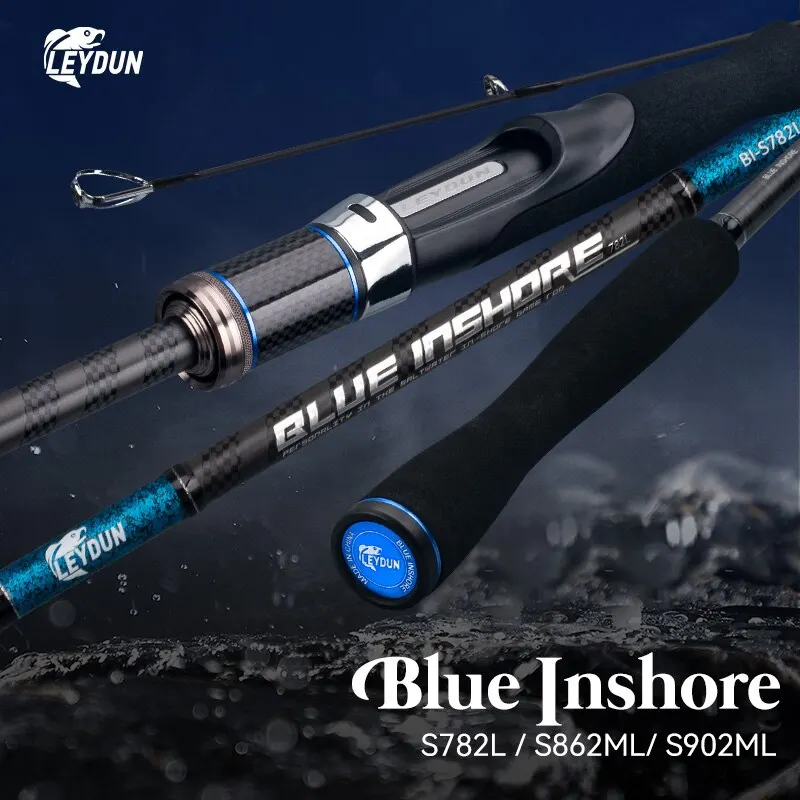 BLUE INSHORE Fishing Rods Inshore Breakwater Bass Rod S782L S862ML S902ML Saltwater Light Fast 2 Section Spinning Rods