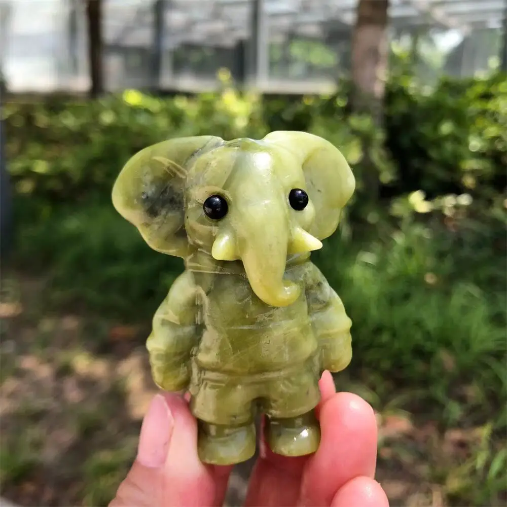Natural yellow quartz elephant cartoon Statue Carving Energy Healing Polished Mineral Home Decor Ornament Figurine