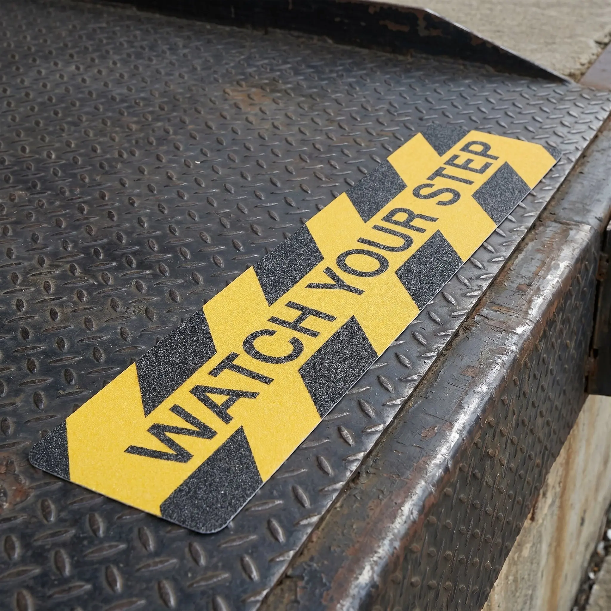 8Pcs Watch Your Step Stickers Anti Slip Floor Stair Sticker Yellow Black Self Adhesive Vinyl Caution Tape Waterproof Safety