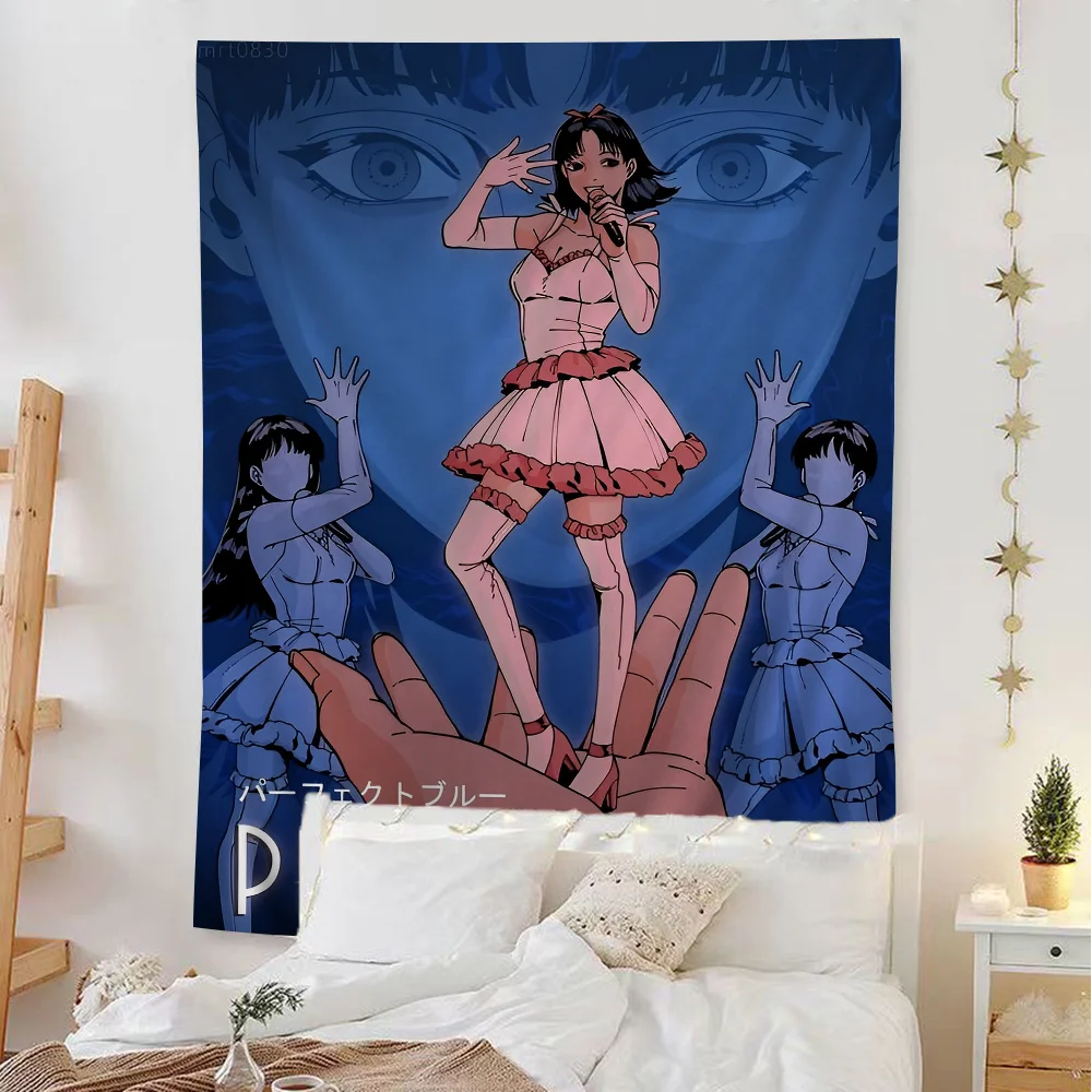Anime Perfect Blue Anime Colorful Tapestry Wall Hanging Hippie Flower Wall Carpets Dorm Decor Japanese Tapestry