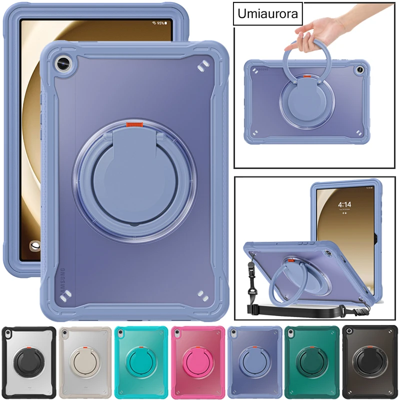

For Samsung Tab A11 8.7" SM-X130 A9+ A11+ Plus SM-X230 X210 Hand Ring Stand Strap Tablet Case Shockproof Silicon PC Armor Funda