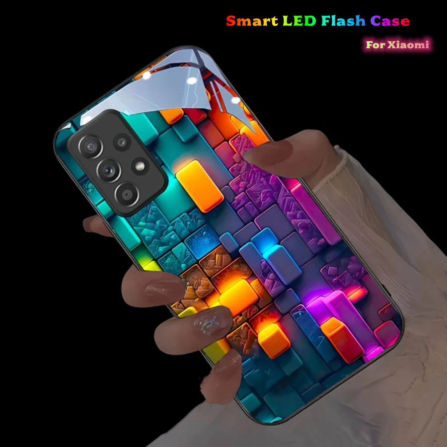 

Original Luminous Flash Phone Case For Xiaomi Mi 13 14 15 11T 12T 13T 14T Pro Case Mi 9 12 11 14 Pro Ultra Lite Back Cover LED