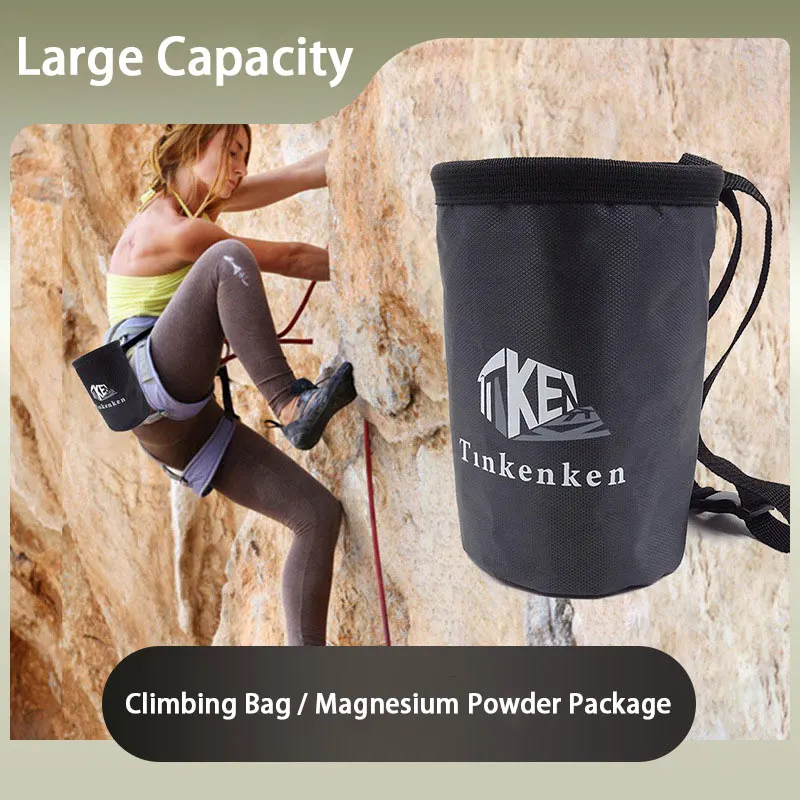 

Rock Climbing Chalk Bag|Drawstring Rock Bucket Bag Leakproof Magnesia Sack with Adjustable Carabiner Rock Climbing Gear