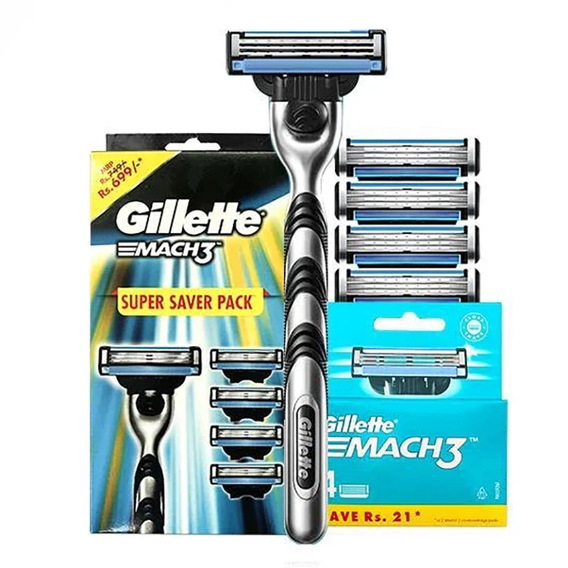 Gillette Mach 3 Razor Set 1 handle 5 Blades Classic Series 3-layer Blade Sharp Shaver for Man