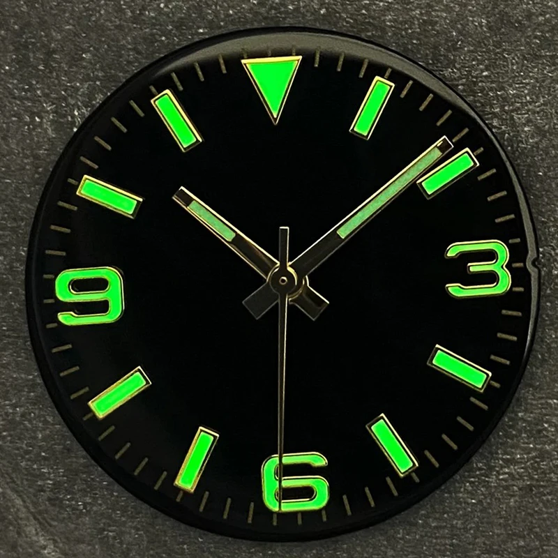 28,5 mm kein Logo-Zifferblatt, Solar-Nageldekoration, grünes Leuchtzifferblatt + Zeiger, Zifferblatt für NH35/NH36/4R/7S-Uhrwerk, modifizierte Reparatur – Detail 3