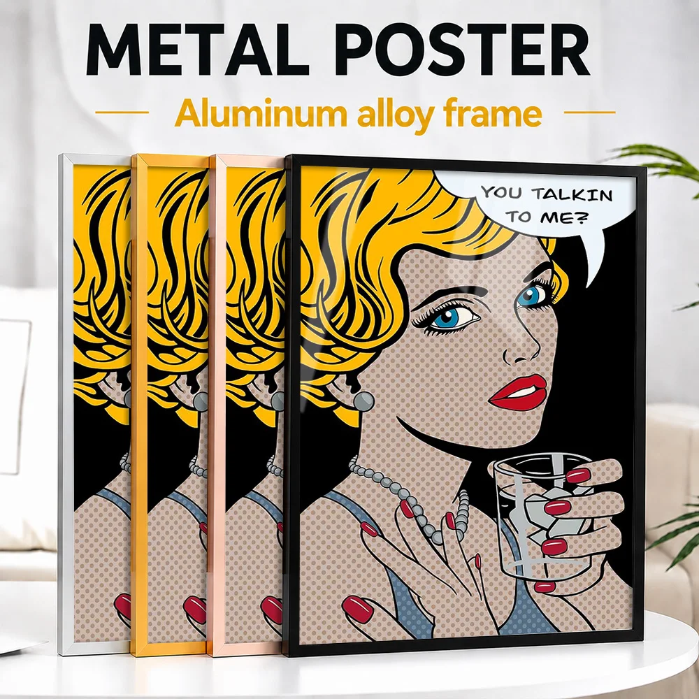 You Talking To Me Comic Woman Framed Metal Poster Personalized Photo Retro Panel Style Wall Art For Bedroom Pop Culture Gift