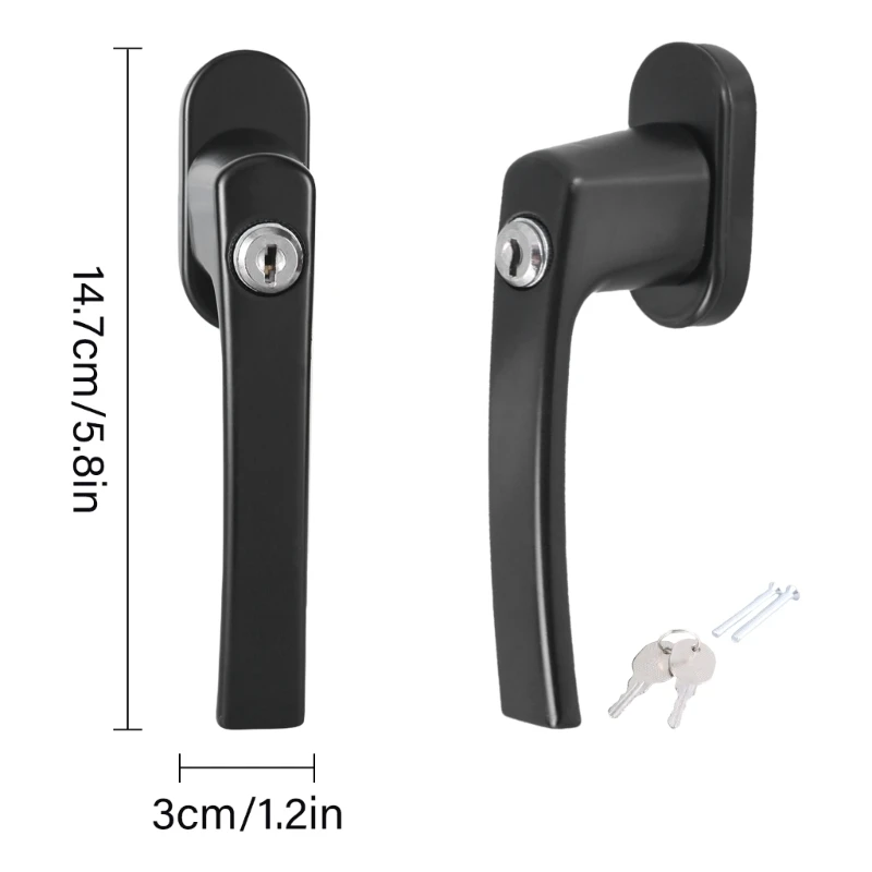 Y1UD Lockable Window Handle With Key & Screws Stainless Steel Balcony Door Handle Child Safety Window Lock Easy to Install