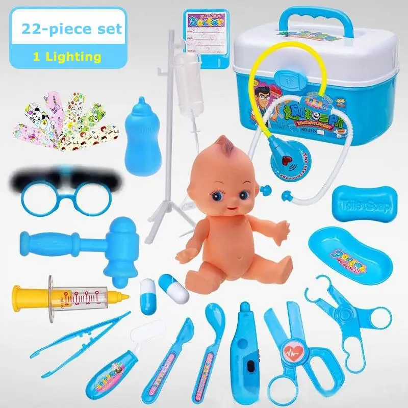 22pcs Kids Doctor Playset Boys and Girls Simulated Nurse Stethoscope Injection Home Medical Toolbox