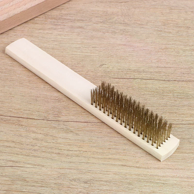 2/5/10 قطعة مقبض الخشب فرشاة سلك نحاسي للأجهزة الصناعية السطح/التلميع الداخلي طحن تنظيف 6x16 صف فرش #4