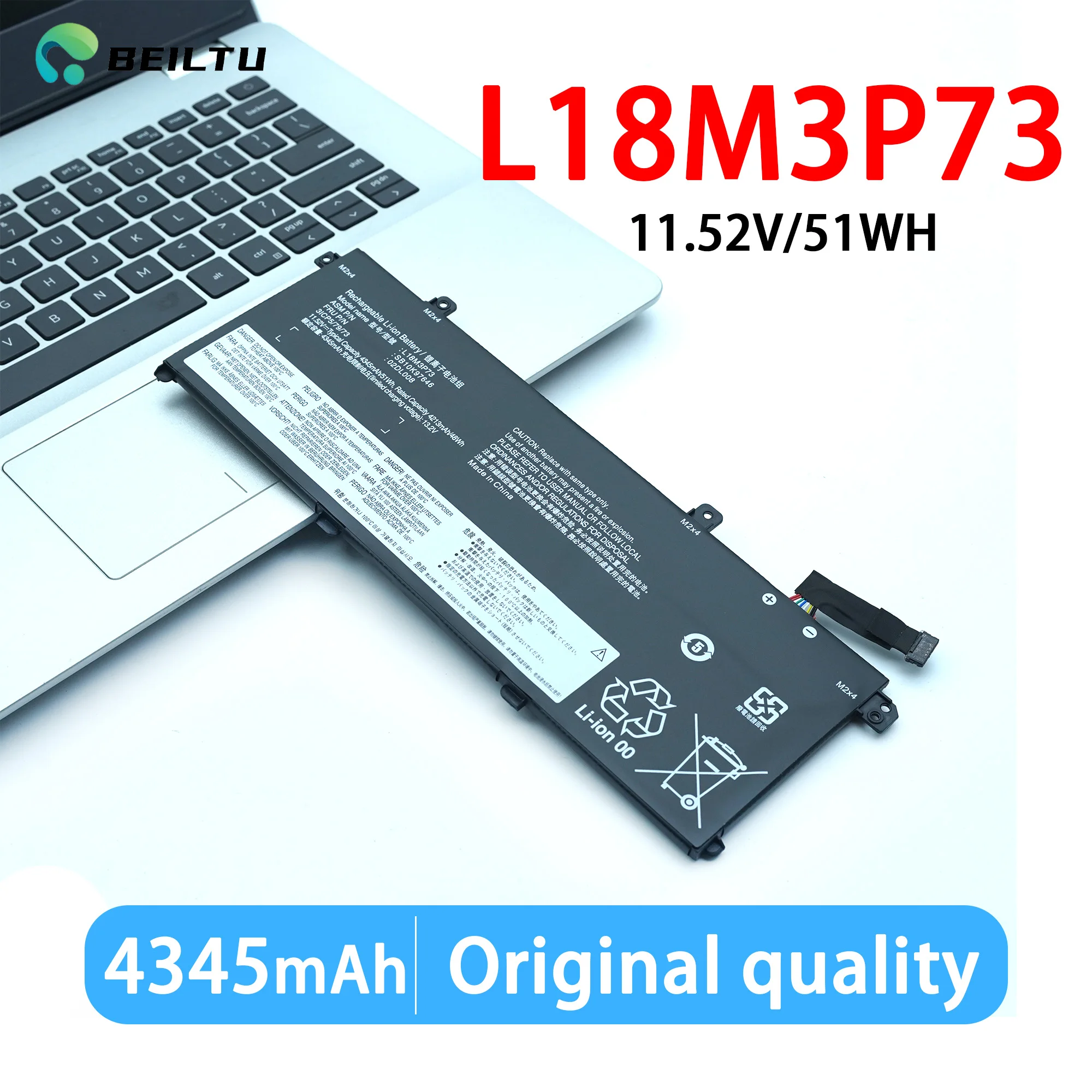 L18M3P73 51Wh batería del ordenador portátil para Lenovo ThinkPad T490 T495 P43s 02DL007 SB10T83122 5B10W1 L18L3P73 L18C3P72 L18M3P72