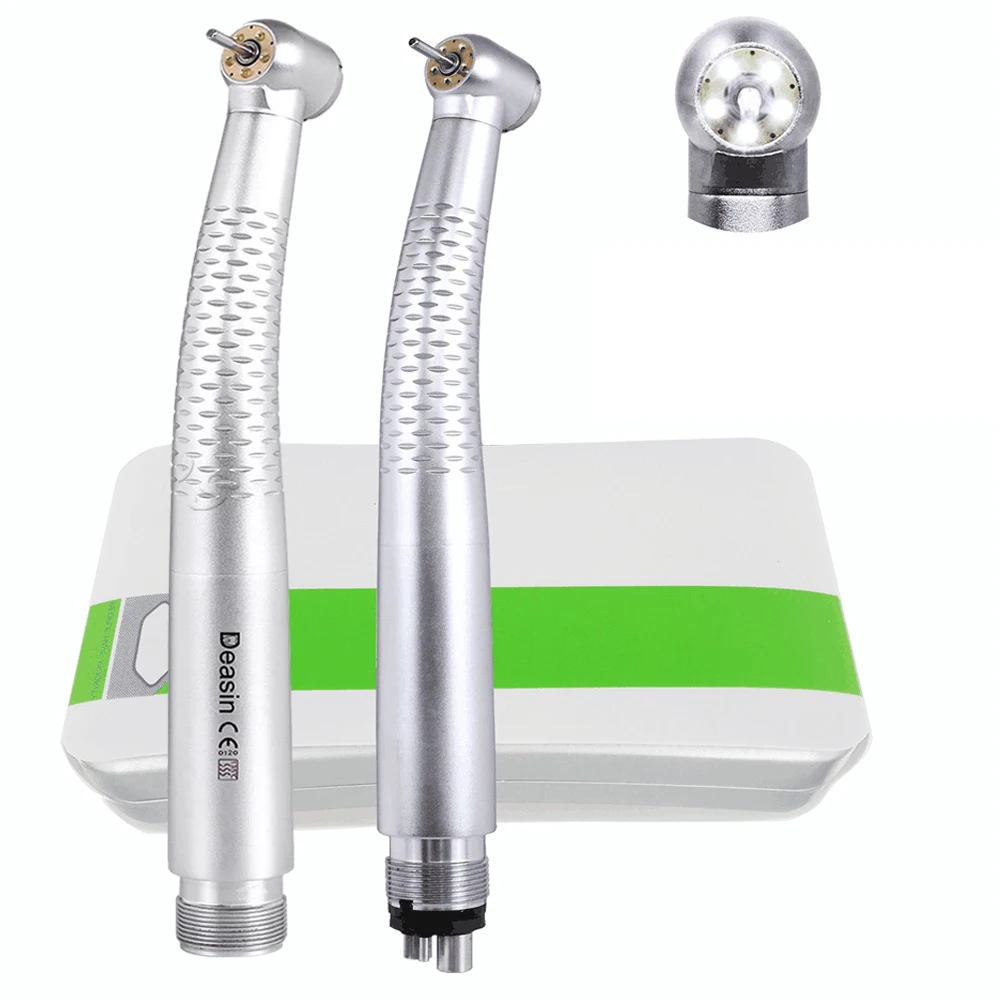 Dental High Speed 5 LED Handpiece Dentist Tips E-Generator Air Turbine B2 M4 Push Button 5 Water Spray Ceramic Rotor Tools