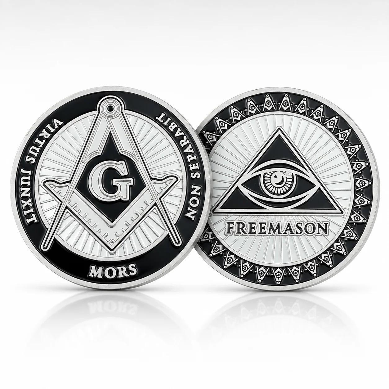 Masonic Symbols Silver Coin Freemasonry Coin Collectibles Brotherhood Badge Souvenir Medal Token Free Mason in Capsule