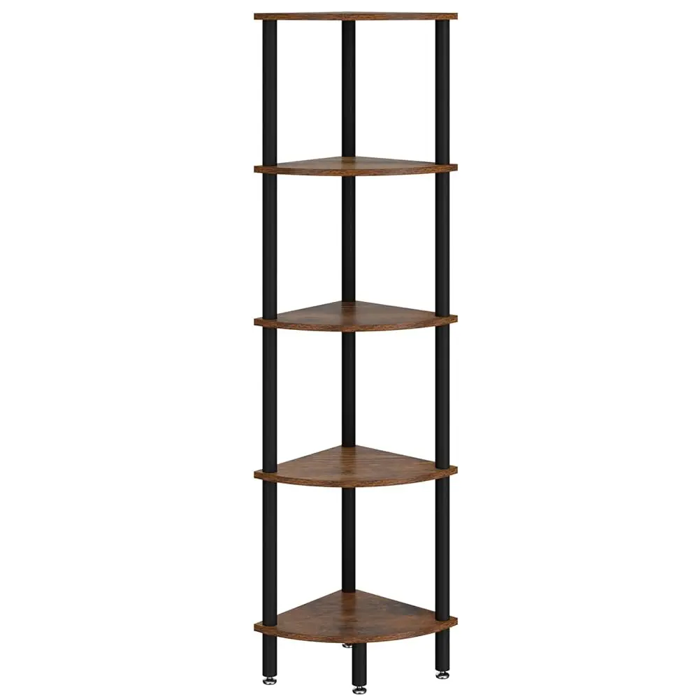 

5 Tier Corner Shelf Stand,Industrial Corner Display Rack,Corner Bookshelf For Living Room, Bedroom, Kitchen, Home Office, Brown