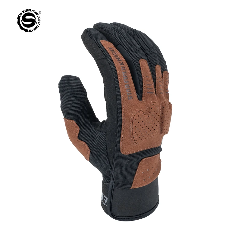star-field-knight-guanti-da-equitazione-per-moto-nero-marrone-protezione-estiva-traspirante-antiscivolo-resistente-all'usura-ammortizzazione-per-le-articolazioni