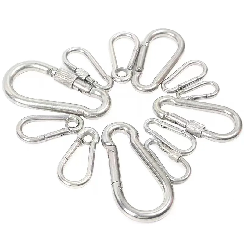 M4 M6 M8 M10 M12 304 Stainless Steel Spring Snap Carabiner Quick Link Lock Ring Hook Snap Shackle Chain Fastener Hook Dog Chain