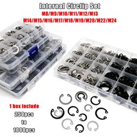1 Box M8-M24 Assortment Kit Set C Type Internal Circlip Retaining Hole Clip Snap Ring GB893 304 Stainless Steel Black 65mn Steel