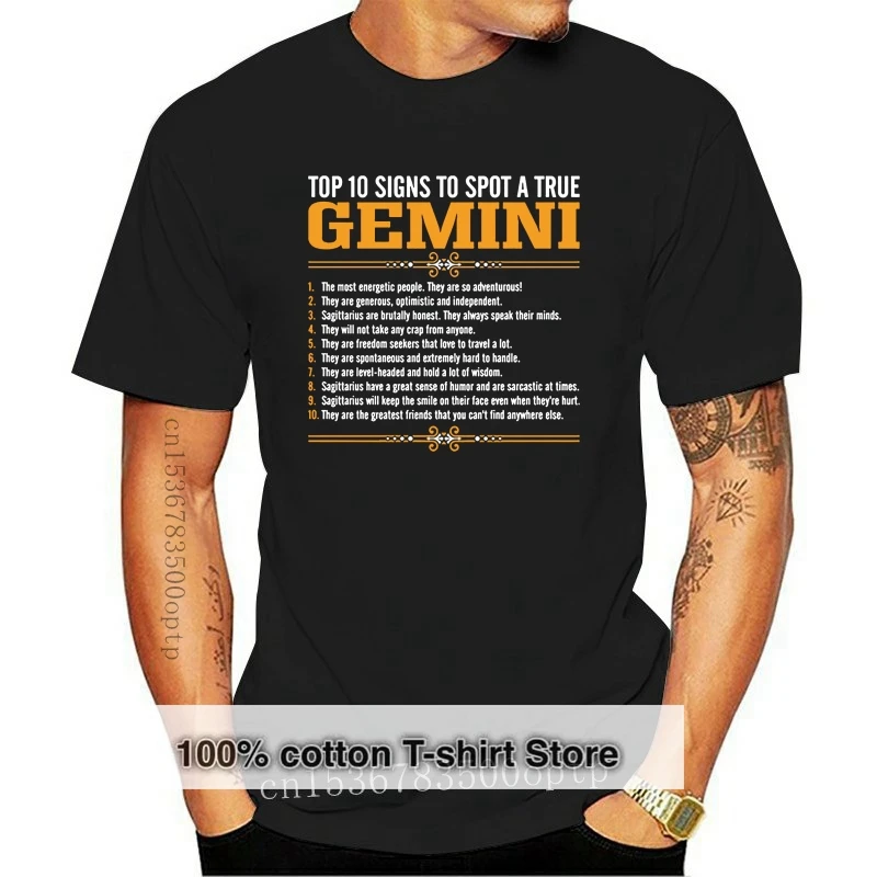 Top 10 Signs To Spot A True Gemini T Shirt Crazy Cotton Knitted Letter Normal Summer Breathable Over Size 5xl Shirt