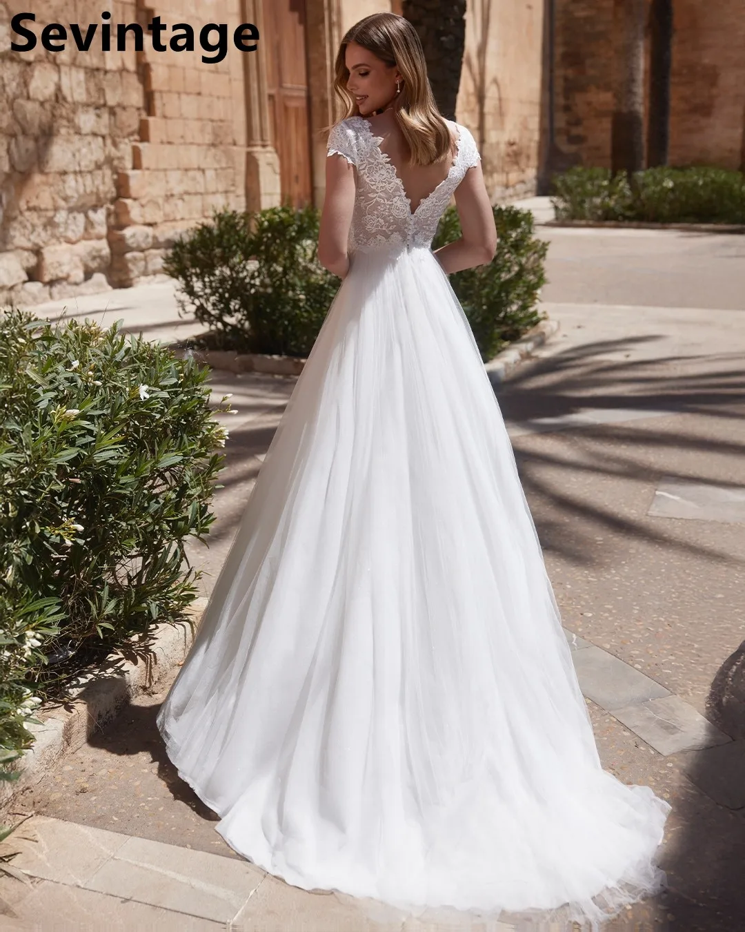 Robe de Mariée en Tulle avec Appliques en Dentelle, Sexy, Dos aux, Manches Cape, Élégante, Ligne A, pour les Patients, Quelle que soit la Robe de Mariée Personnalisée, Priorité, 2025