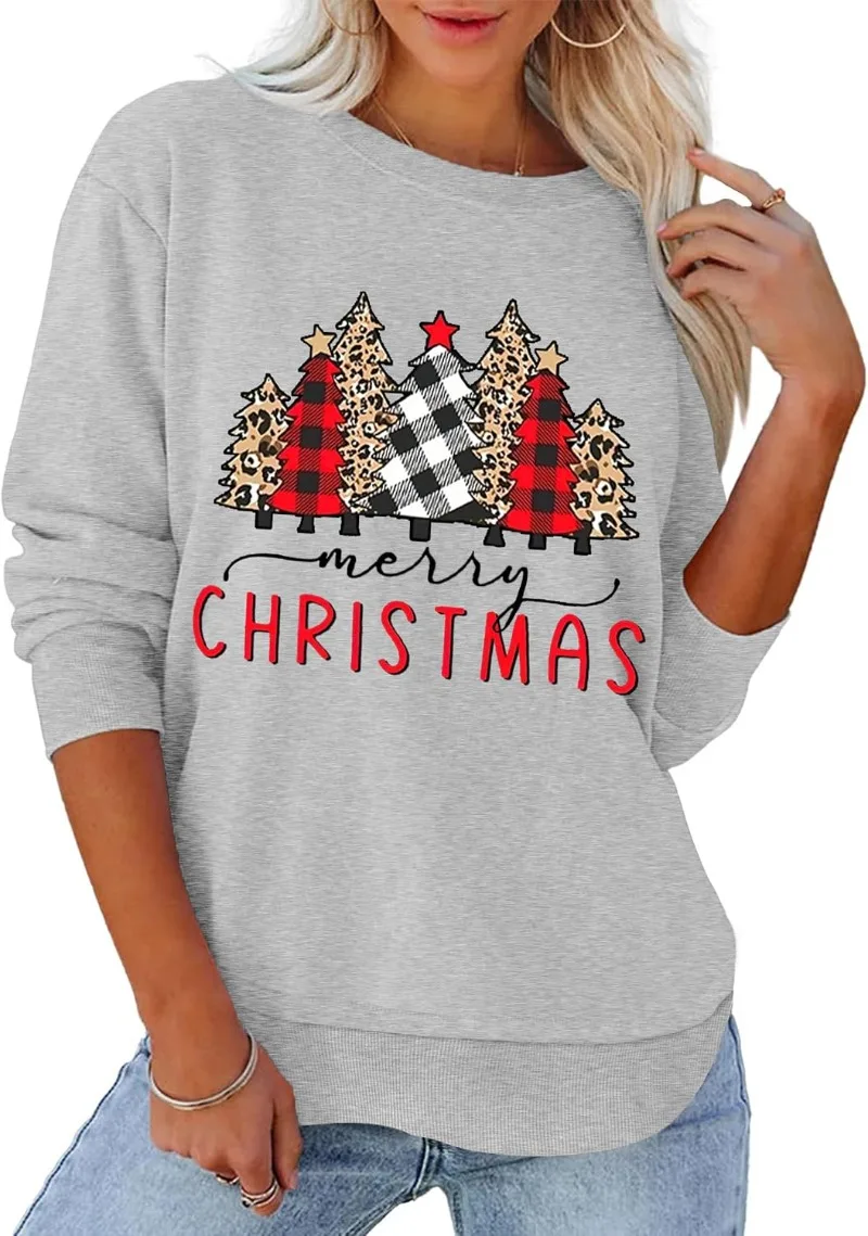 Women Christmas Sweatshirt Christmas TREE Pullover Hoodies Vintage Retro Women Hoody Hoodie Thermal Shirt Personalized Clothing