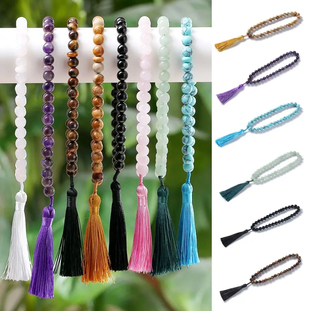Creative 33 Prayer Beads 10mm Ramadan Praise Beads with Tassel Handheld Arab String Beads Festival Accessories