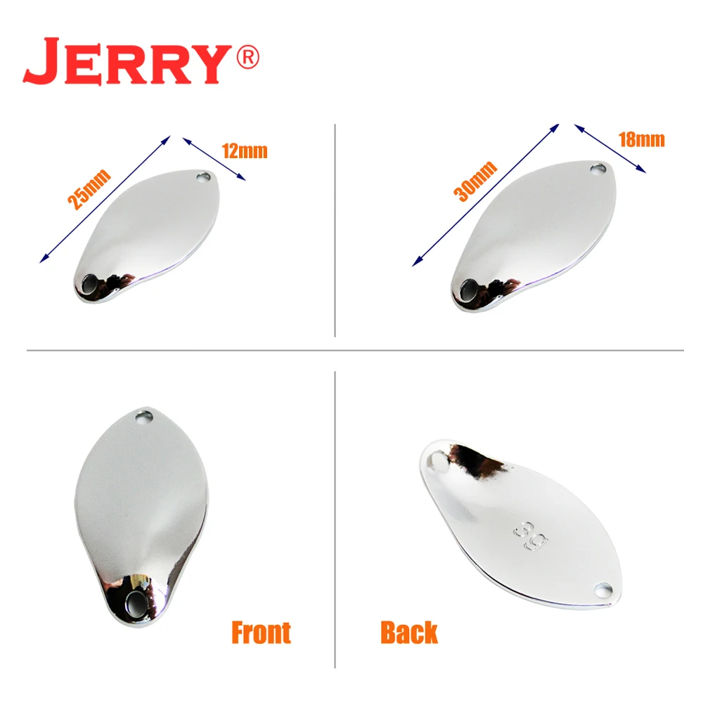 Jerry 50pcs 1,6g 2g 3g Fishing Lures Unpainted Blank Brass Micro Area Yrout Spoons Pesca Blinkers Glitters
