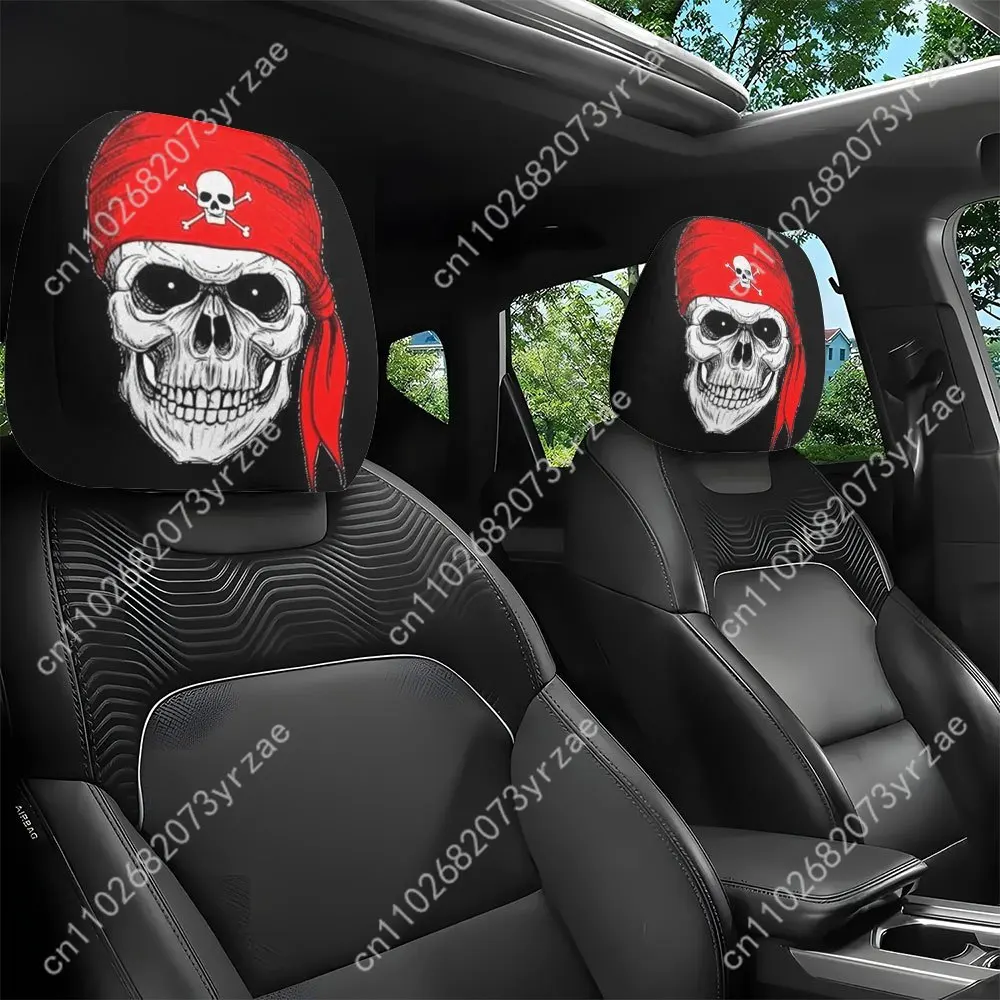 

Skull Pirate Car Seat Headrest Cover (2pcs) Environmentally Friendly Headrest Protector Breathable Comfortable Vehicle Decor