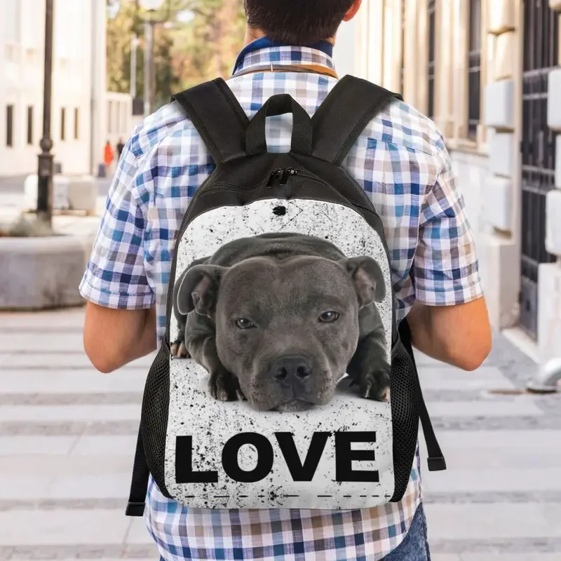 3D-Druck niedlichen Stafford shire Bull Terrier Hund Liebe Rucksack für Tier College School Reisetaschen Bücher tasche passt 15 Zoll Laptop