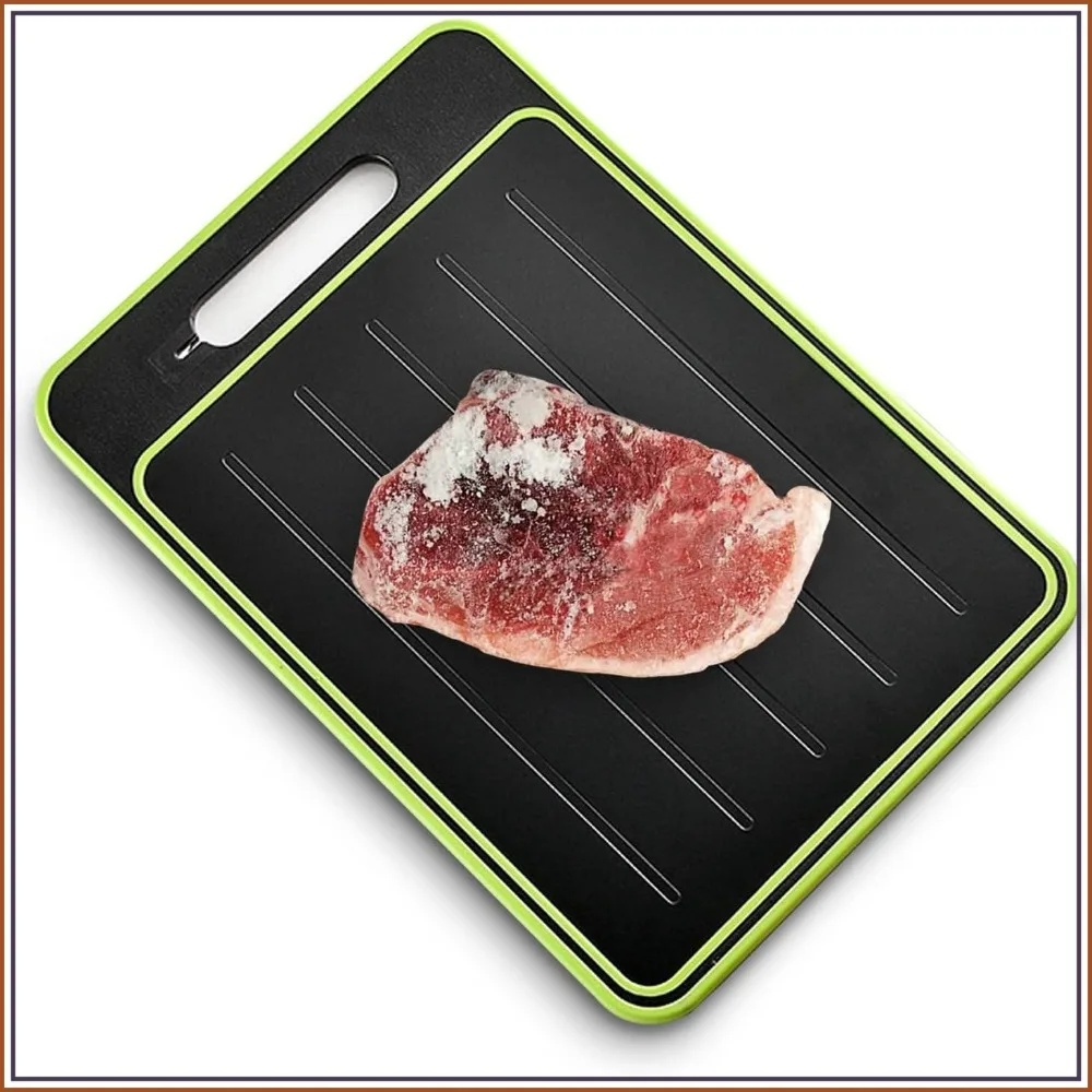 2-in-1 Defrosting Tray & Cutting Board with Knife Sharpener, Thaws Frozen Meat Fast, Dual-Sided Design