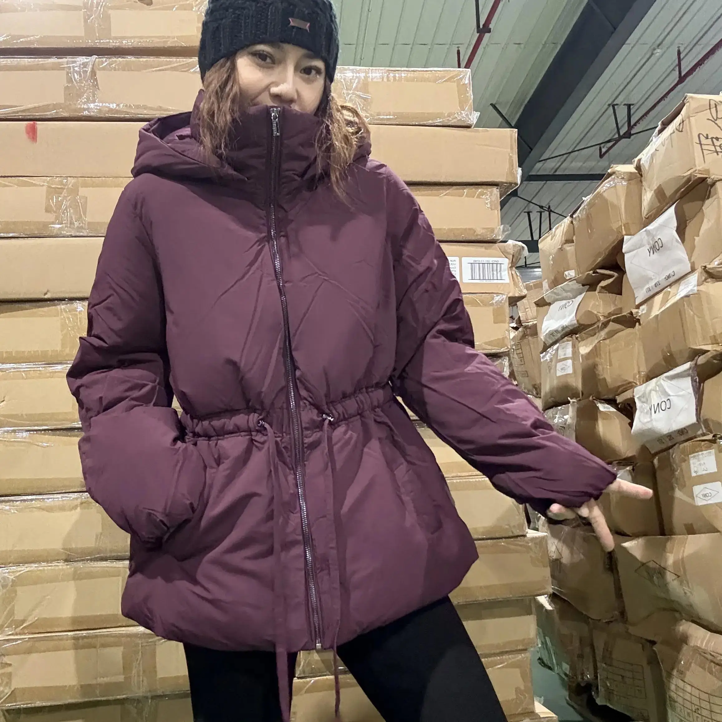 

2026 Autumn and Winter New Women's Down Cotton Jacket Windproof Hooded Slim Fit Cotton Jacket