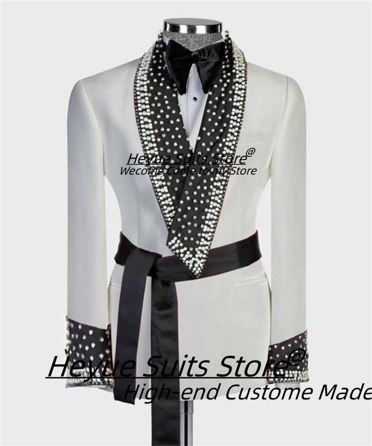 Customized Shiny Diamond Groom Wedding Tuxedos Slim Fit Shawl Lapel Men Suits Male Party Blazers 2 Pieces Sets Costume Homme