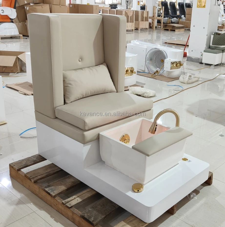 Modern Luxury Professional Manicure Massage Foot Spa Pedicure Chair White Gold Jet Pump for Nail Salon