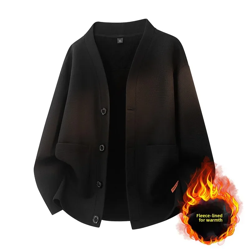 سترات صوفية فضفاضة للرجال عالية الشارع بأكمام طويلة مع قمصان علوية للرجال مريحة ومريحة للاستخدام اليومي في الهواء الطلق #4