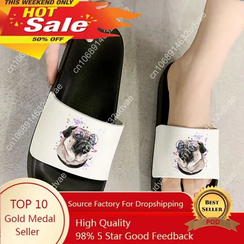 

sandals women summer 2021 French bulldog Dachshund Pug Teckel pring Indoor Bedroom Home Shoes ladies