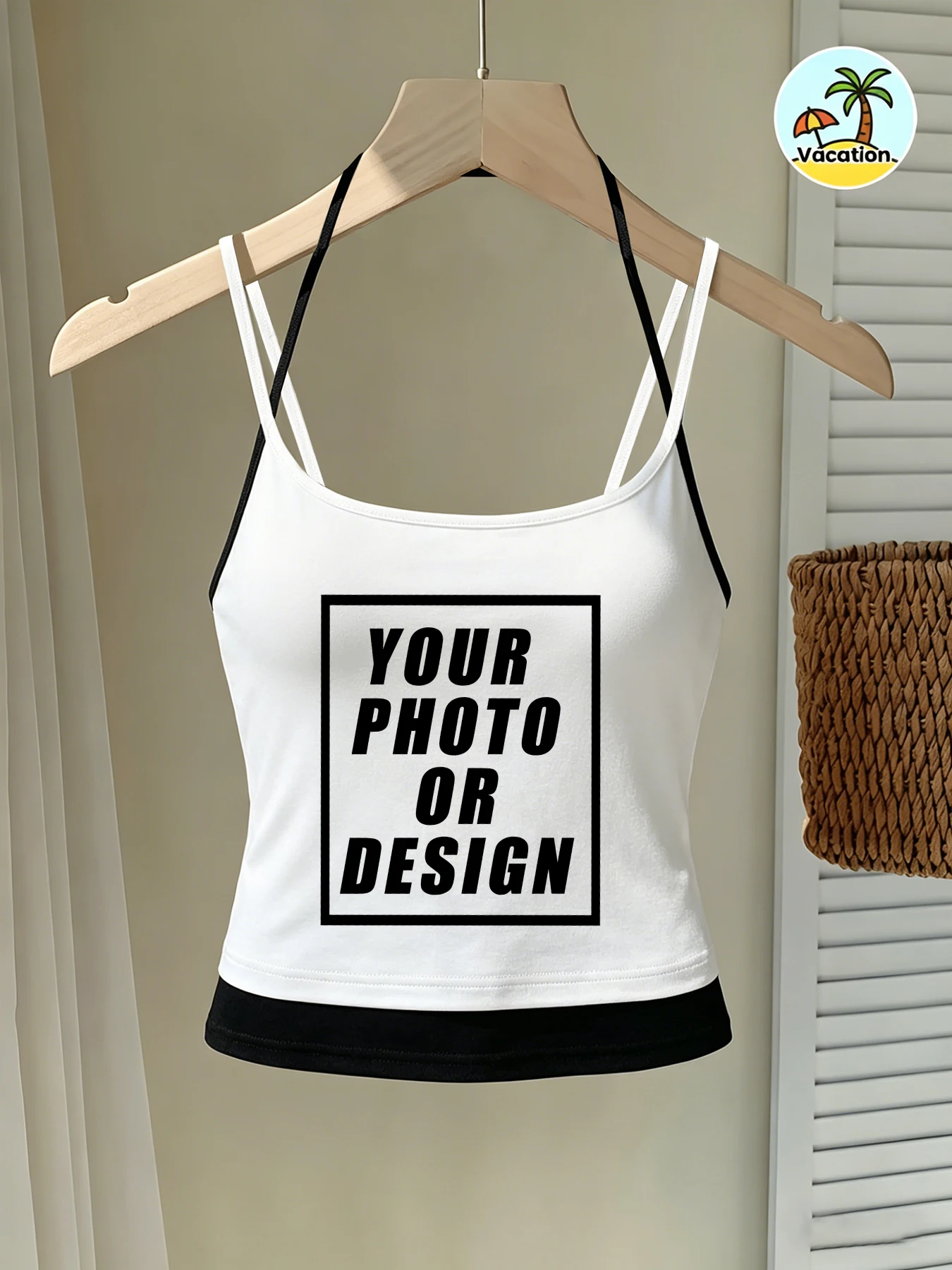 Custom Graphic Logo women Color Blocking Vests Soft Singlet Halter Tops Fashion Slimming Vest Fitness Summer New Diy Swimsuit image 2